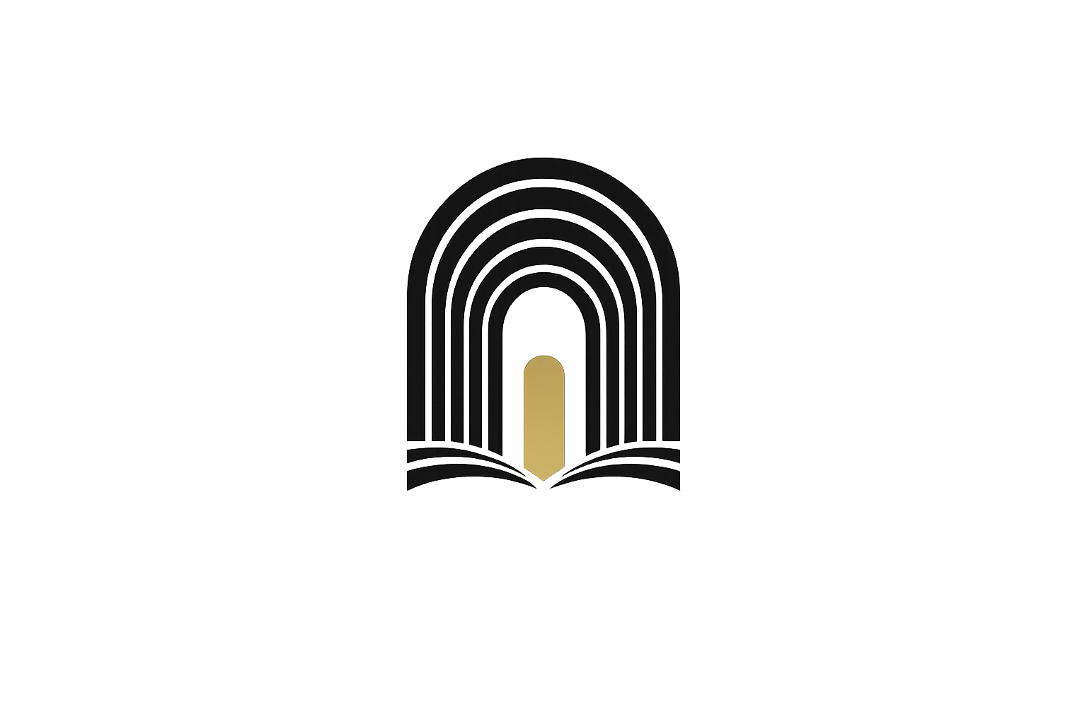Logotipo oficial de Memoria del Arte con arco estilizado y puerta dorada sobre fondo transparente.